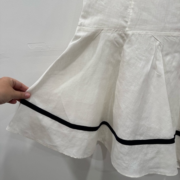 Vintage Ralph Lauren Linen Nautical White Flowy Drop Waist Skirt Size 14 - Picture 3 of 5